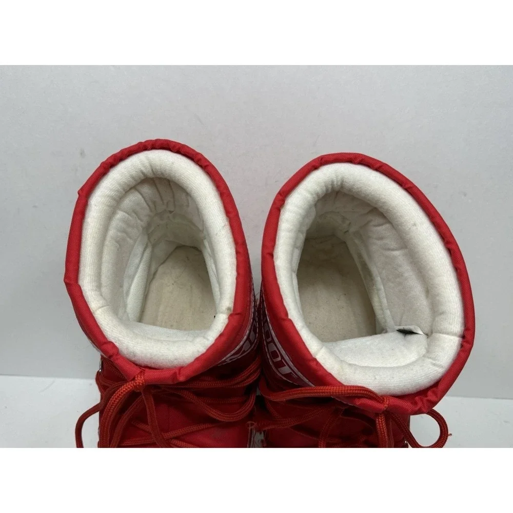 Tecnica Moon Boot Icon Low Red Nylon Snow Boots Women's Size 5.5-7 / Men's 4.5-6